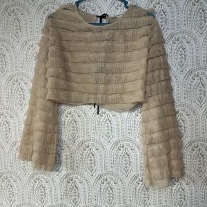 Kimchi Blue‎ Mabel Textured Tie Back Top Size Medium NWT Flare Sleeves Ruffles